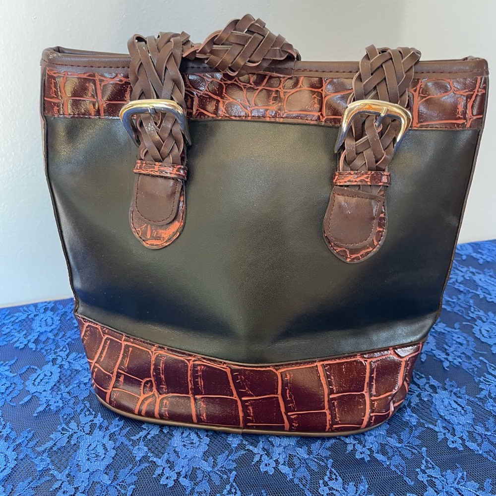 Western Style Black & Brown Shoulder Bag - Picture 2 of 11